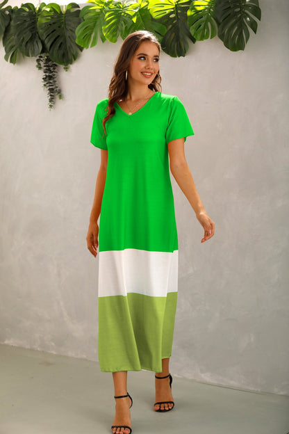 Summer Women Short Sleeves Long Maxi Dresses-STYLEGOING