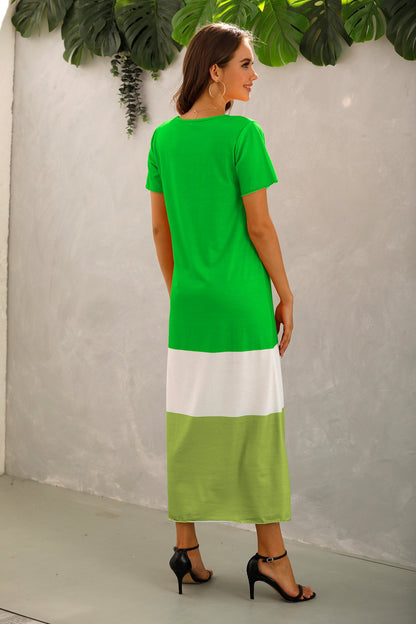 Summer Women Short Sleeves Long Maxi Dresses-STYLEGOING