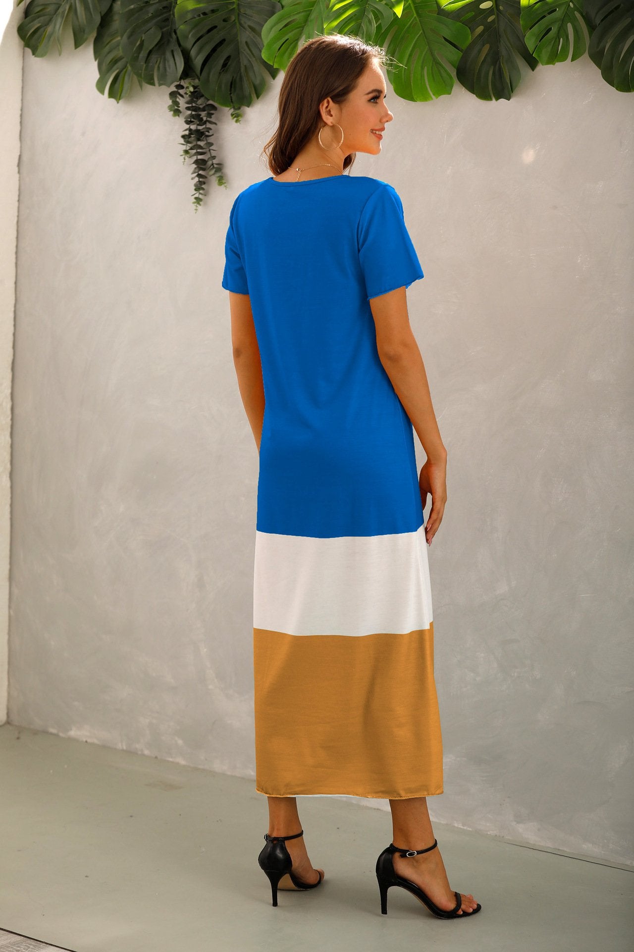 Summer Women Short Sleeves Long Maxi Dresses-STYLEGOING
