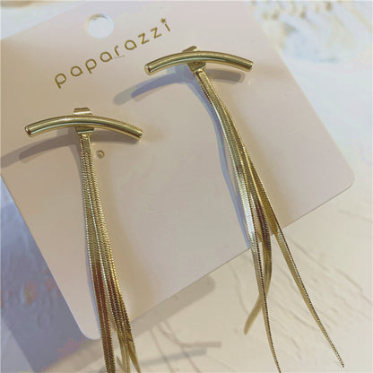 Glossy Tassle Design Women Drop Earrings