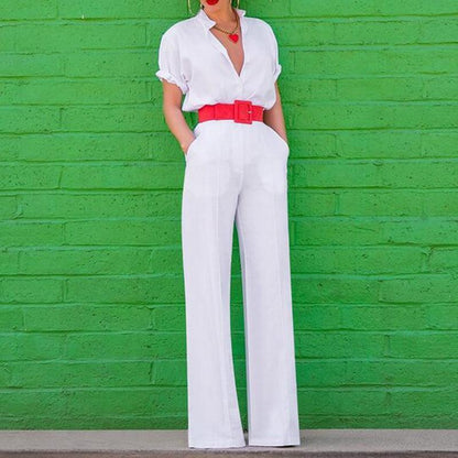 Classy Women Leisure Short Sleeves Jumsuits-STYLEGOING