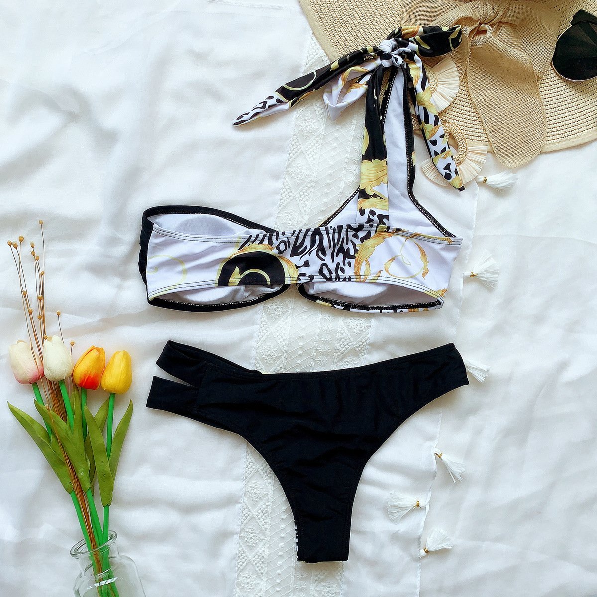 One Shoulder Leopard Summer Beach Bikini-STYLEGOING
