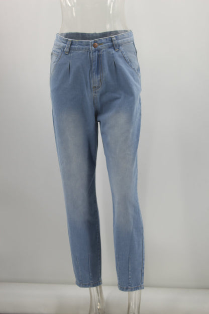 Casual High Waist Bule Women Jeans