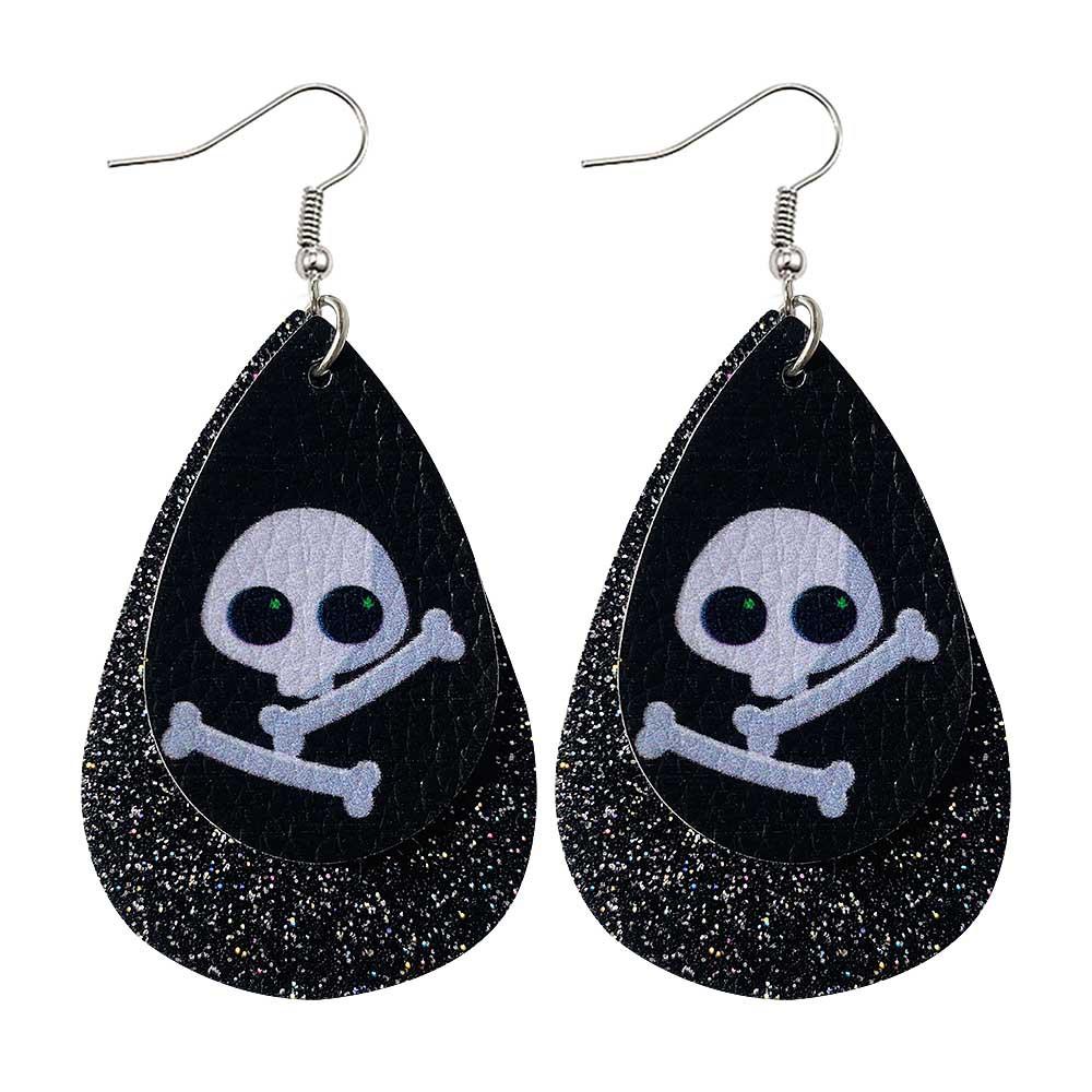 Halloween Water-drop Shaped Pu Leather Earrings