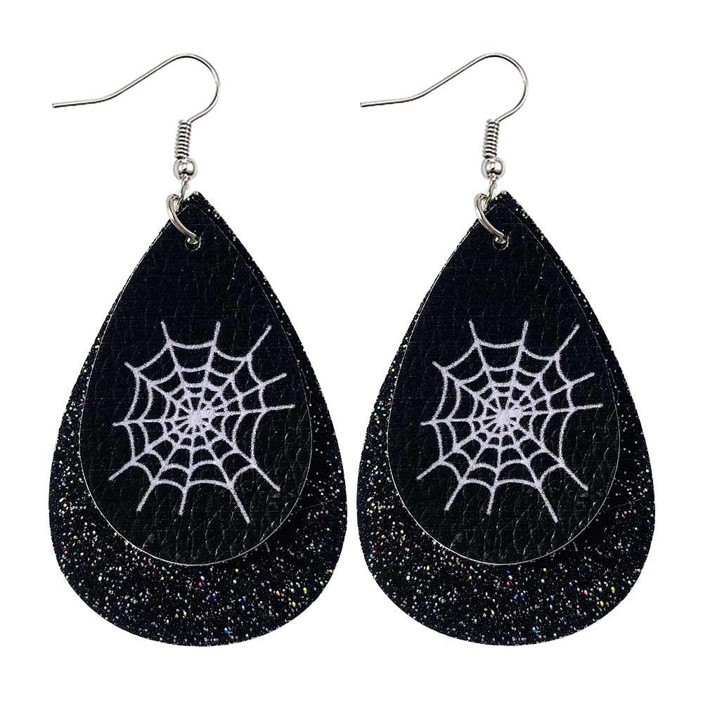 Halloween Water-drop Shaped Pu Leather Earrings