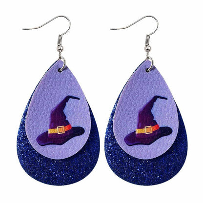 Halloween Water-drop Shaped Pu Leather Earrings
