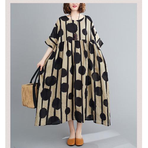 Summer Plus Sizes Floral Print Cozy Dresses-STYLEGOING