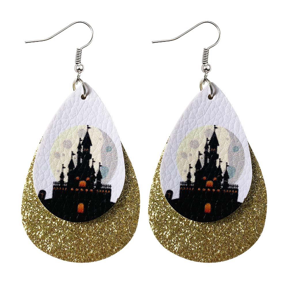 Halloween Water-drop Shaped Pu Leather Earrings