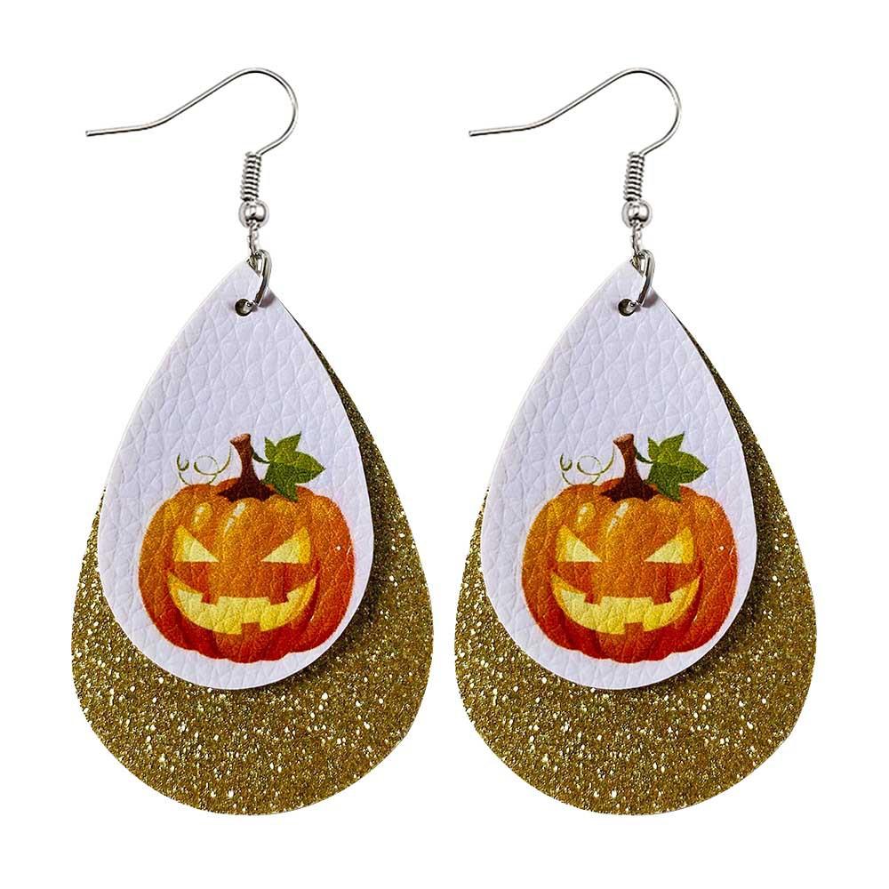 Halloween Water-drop Shaped Pu Leather Earrings