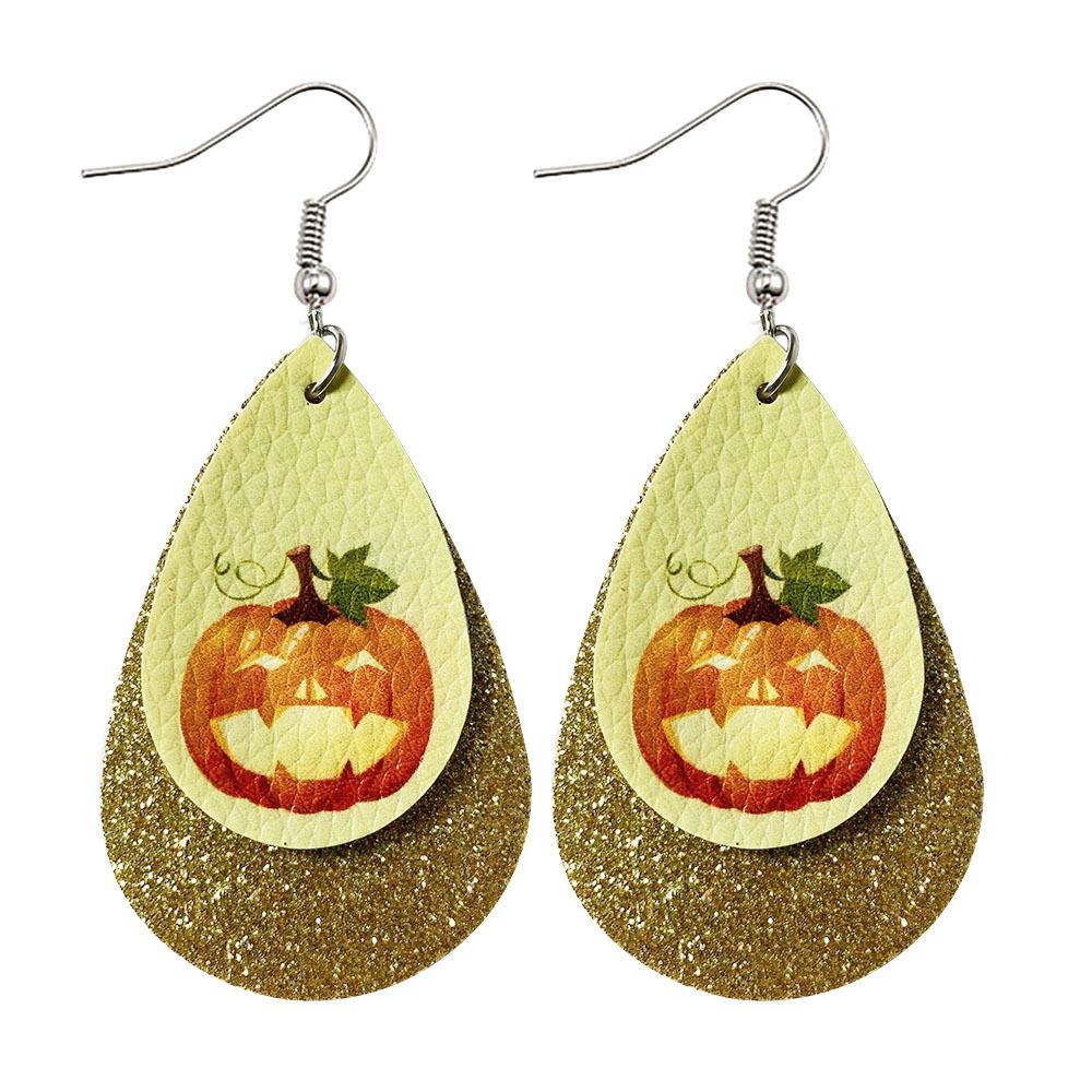 Halloween Water-drop Shaped Pu Leather Earrings