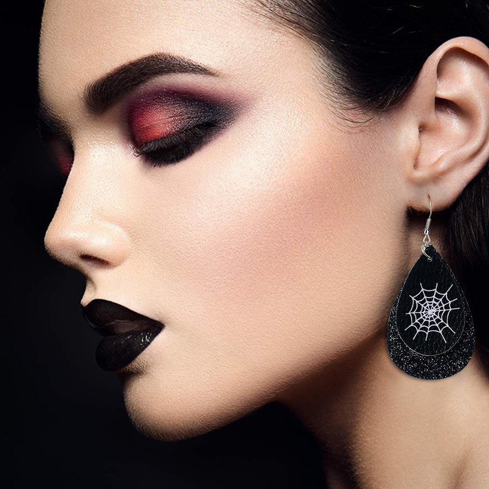 Halloween Water-drop Shaped Pu Leather Earrings