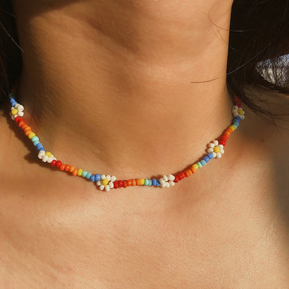Handmade Colorful Beads String Daisy Design Necklaces for Women