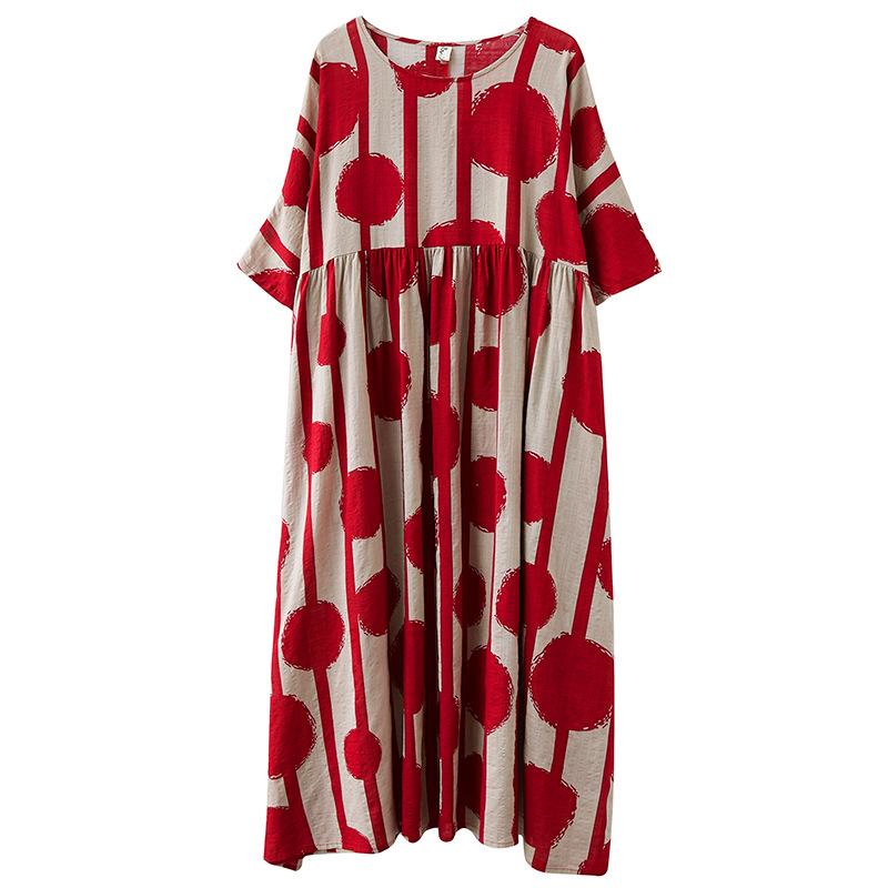 Summer Plus Sizes Floral Print Cozy Dresses-STYLEGOING