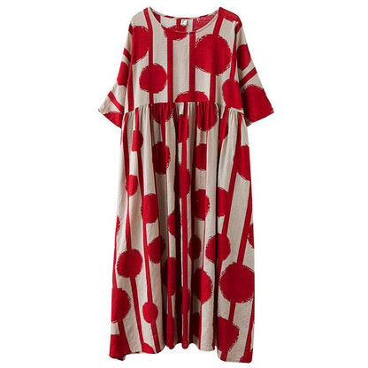 Summer Plus Sizes Floral Print Cozy Dresses-STYLEGOING