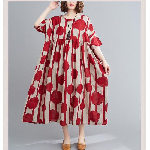 Summer Plus Sizes Floral Print Cozy Dresses-STYLEGOING
