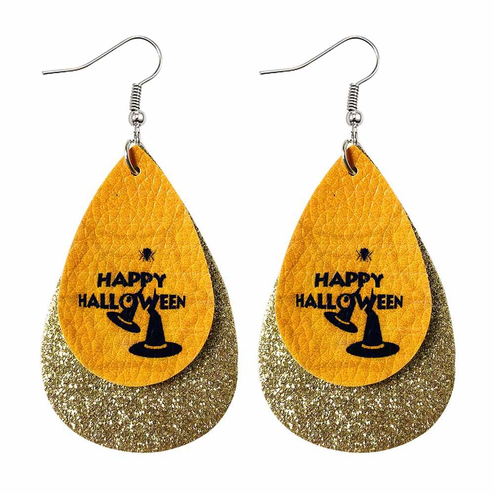 Halloween Water-drop Shaped Pu Leather Earrings