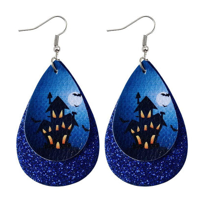 Halloween Water-drop Shaped Pu Leather Earrings