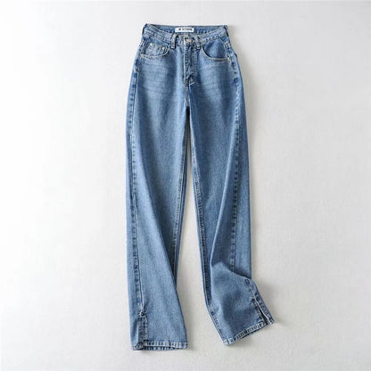 Casual High Waist Split Women Fall Jean Pants