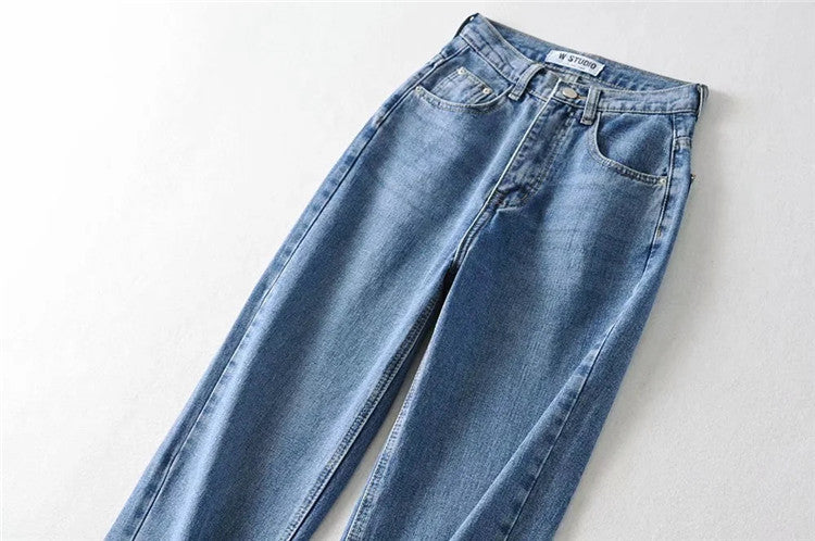 Casual High Waist Split Women Fall Jean Pants
