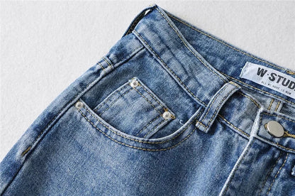 Casual High Waist Split Women Fall Jean Pants