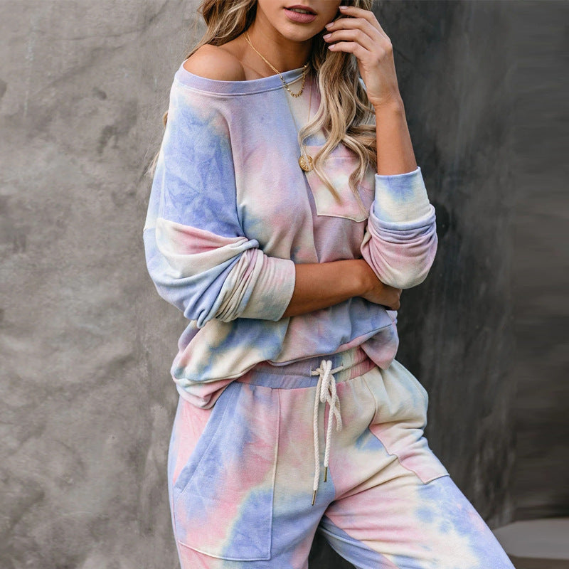 Casual Dyed Long Sleeves Women Homewear Sets