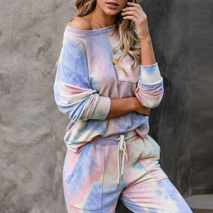 Casual Dyed Long Sleeves Women Homewear Sets