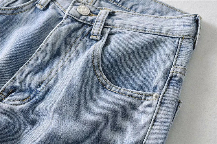 Casual High Waist Split Women Fall Jean Pants