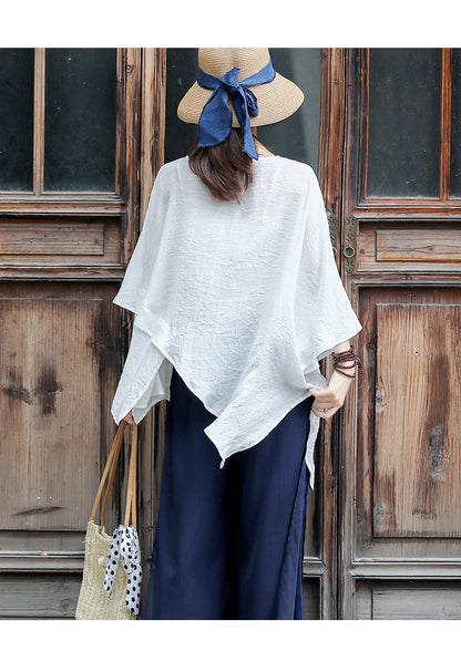 Casual Irregular Summer Linen Women Blouses