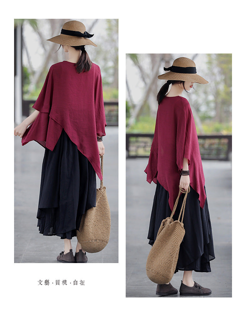 Casual Irregular Summer Linen Women Blouses