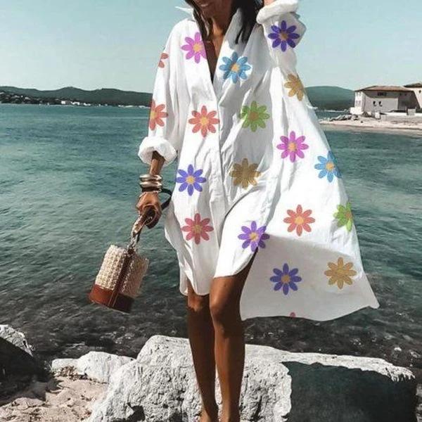 Summer Classy Beach Loose Shirt Dresses-STYLEGOING