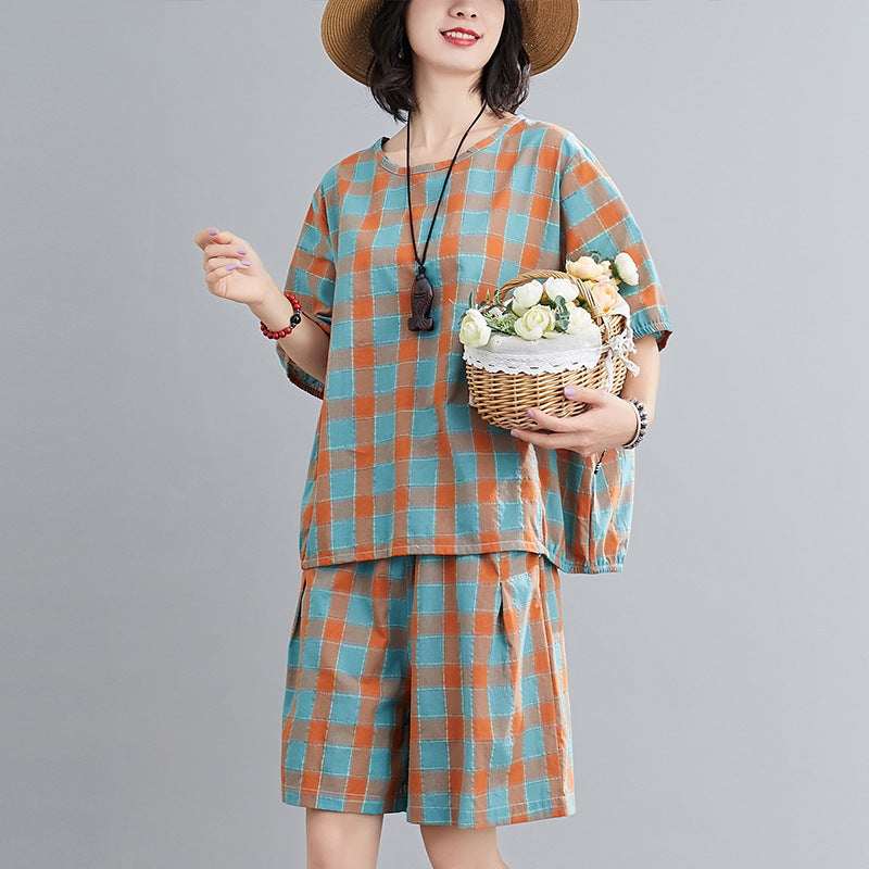 Summer Short Sleeves T Shirts and Shorts Women Suits
