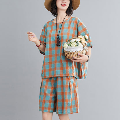 Summer Short Sleeves T Shirts and Shorts Women Suits
