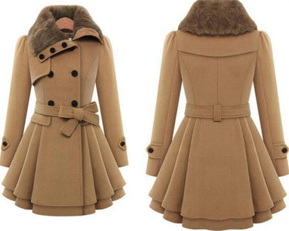 Women Plus Sizes Winter Warm Thicken Overcots with Belt