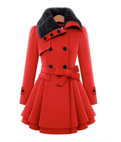 Women Plus Sizes Winter Warm Thicken Overcots with Belt