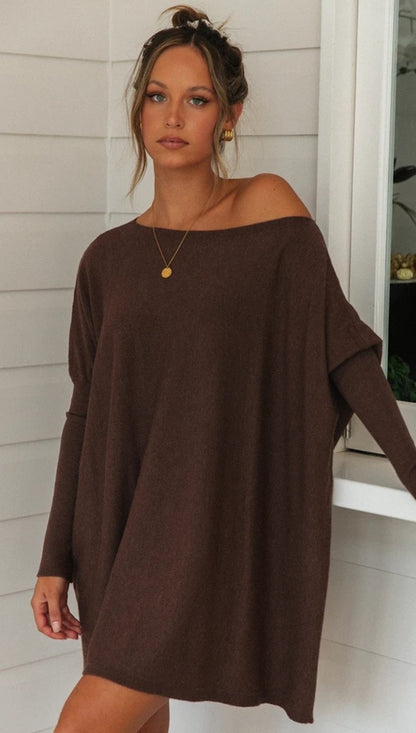 Fashion Off The Shoulder Long Sleeves T Shirts-STYLEGOING