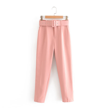 Women High Waist Casual Cropped Pants