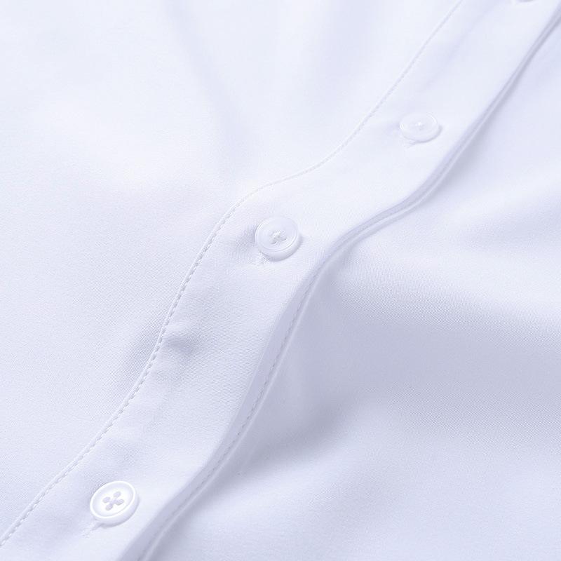 White Long Sleeves Stand Collar Women Shirts-White-One Size-Free Shipping at meselling99