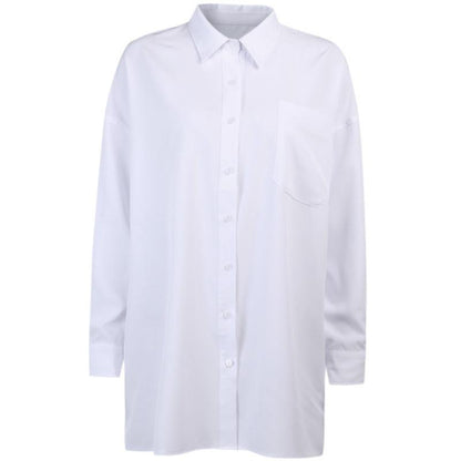 White Long Sleeves Stand Collar Women Shirts-White-One Size-Free Shipping at meselling99