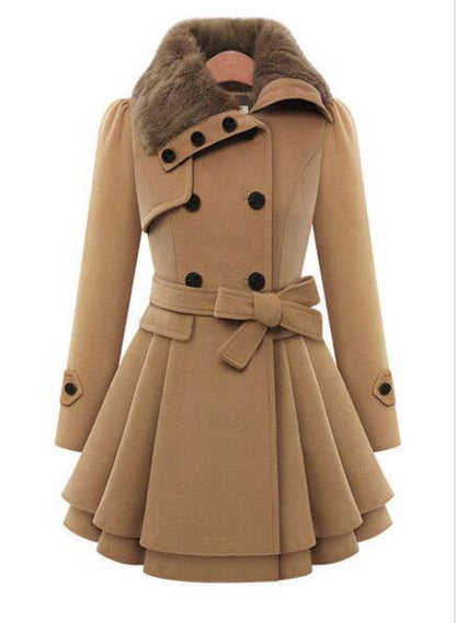 Women Plus Sizes Winter Warm Thicken Overcots with Belt