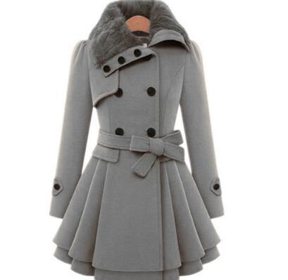 Women Plus Sizes Winter Warm Thicken Overcots with Belt
