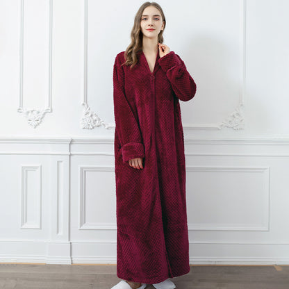 Winter Thick Zipper Fleece Sleepwear for Couple