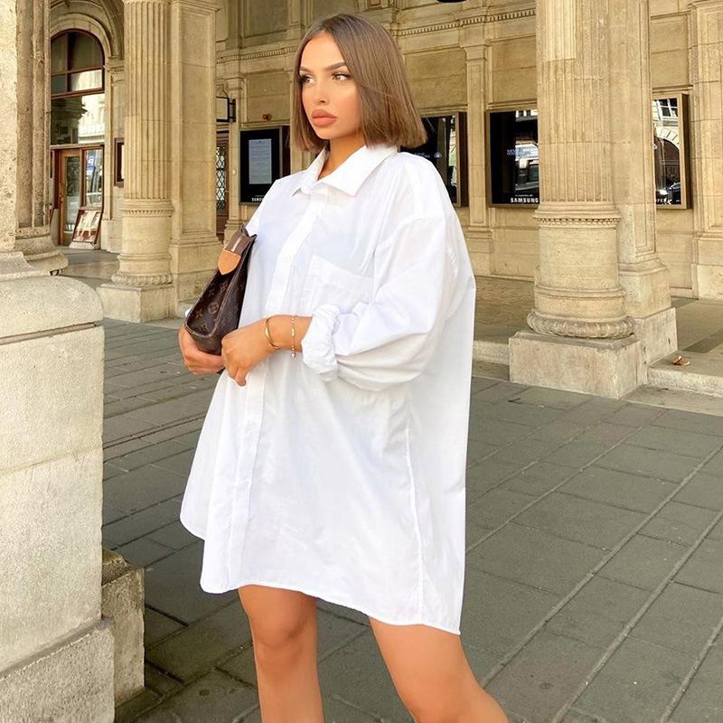 White Long Sleeves Stand Collar Women Shirts-White-One Size-Free Shipping at meselling99