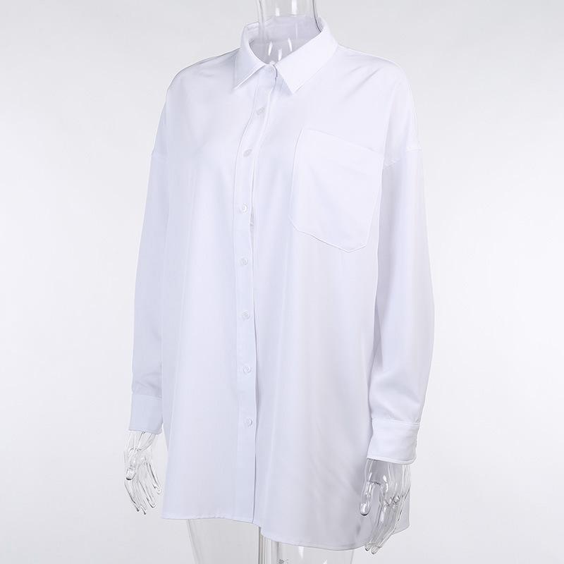 White Long Sleeves Stand Collar Women Shirts-White-One Size-Free Shipping at meselling99