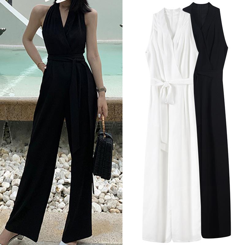 Classy V Neck Sleeveless Halter Women Jumsuits-STYLEGOING