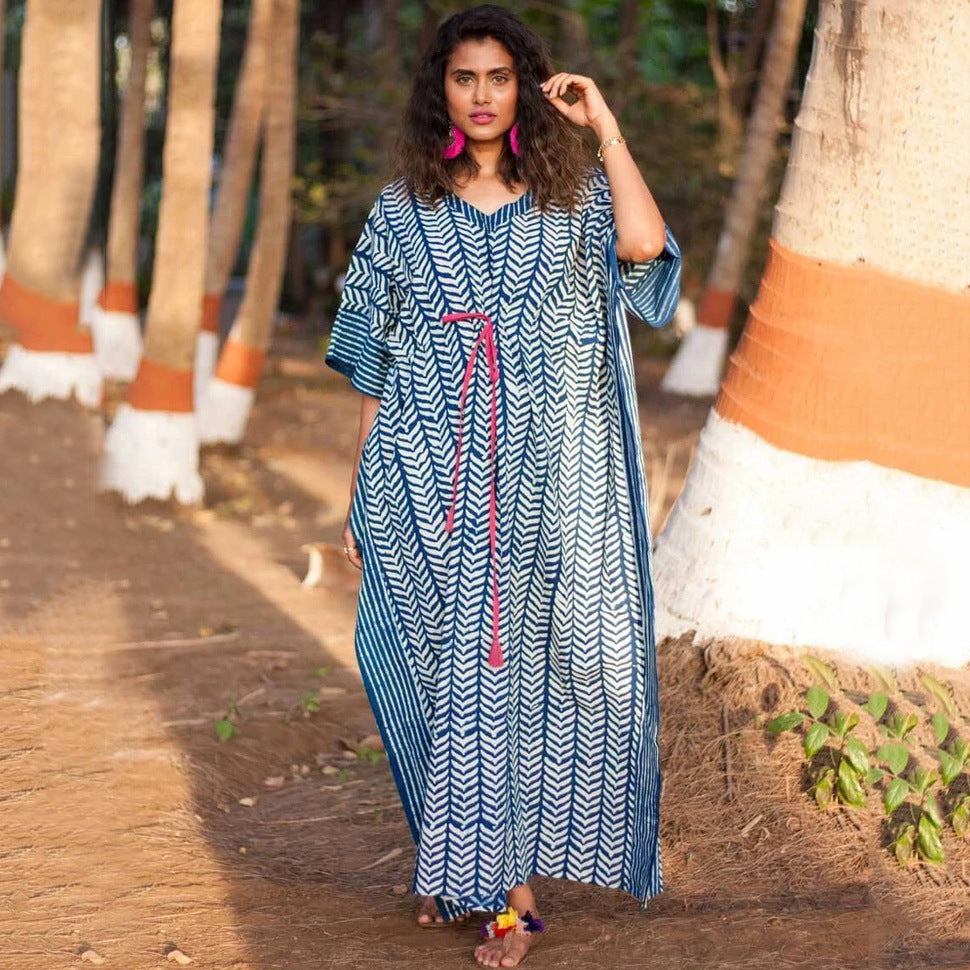 Casual Strawtring Waist Beachwear Cover Ups Dresses