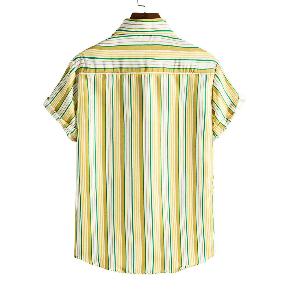 Men's Striped Short Sleeves Summer Beach T Shirts