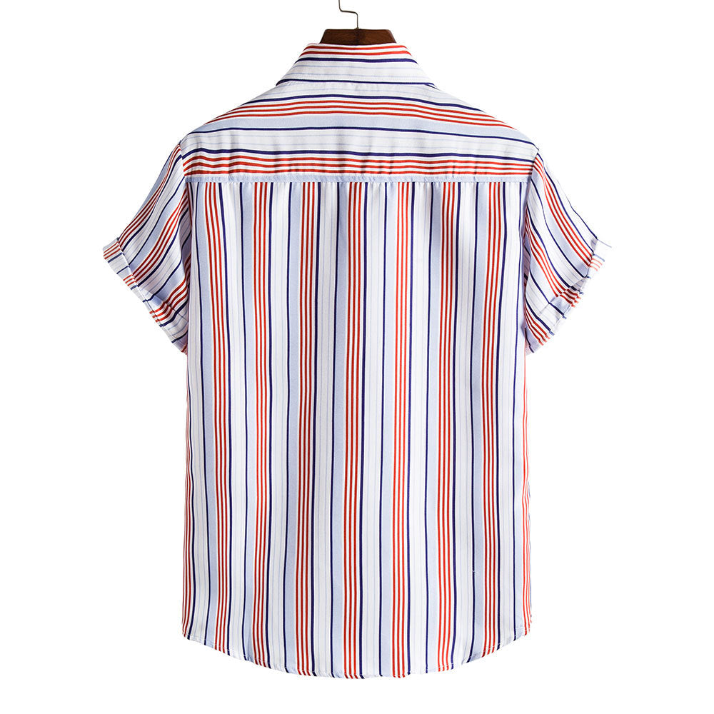 Men's Striped Short Sleeves Summer Beach T Shirts