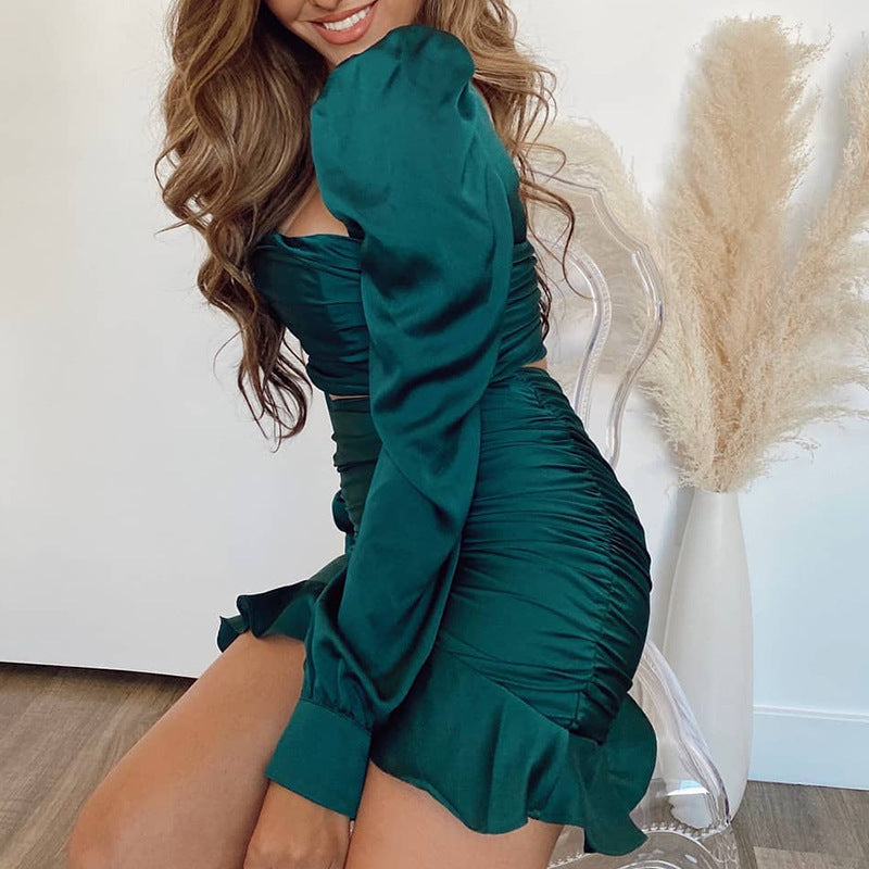Sexy Ruffled High Waist Short Tops & Skirts for Women