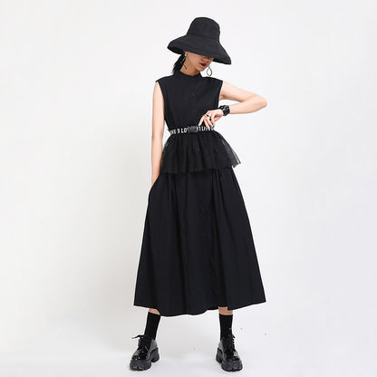 Elegant High Neck Linen Sleeves Women Long Dresses