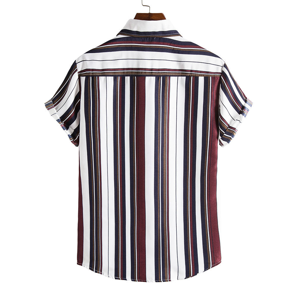 Men's Striped Short Sleeves Summer Beach T Shirts
